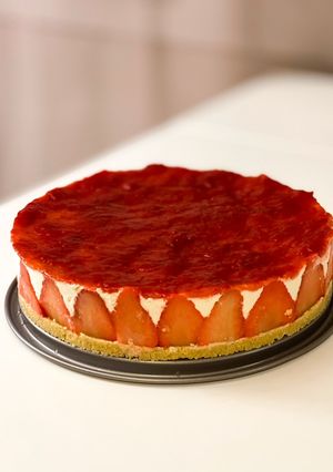 Une photo de Cheesecake à la fraise 🍓 triple texture