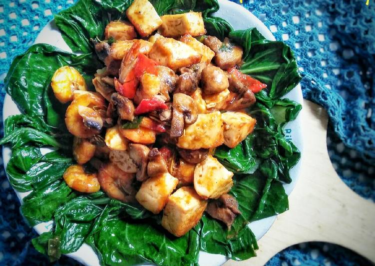Resep Jamur kancing,udang dan putih telur saos tiram Anti Gagal