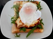 A picture of poached eggs breakfast