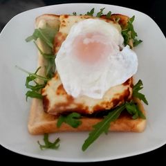 A picture of My Grilled Halloumi & Poached Egg on Toast.