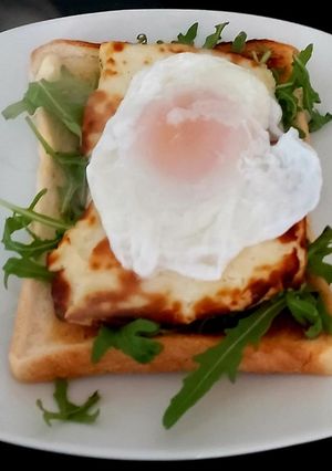 A picture of My Grilled Halloumi & Poached Egg on Toast.