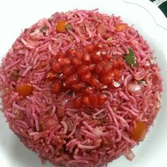 A picture of Beetroot Pulav.