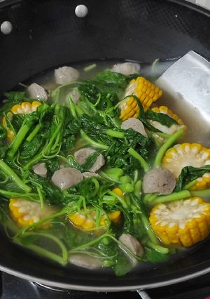 Foto resep Kuah baso bayam bening