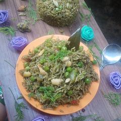 A picture of Green veg biryani.
