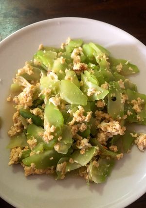 รูปของ มะระหวานผัดไข่ ไร้น้ำมัน
