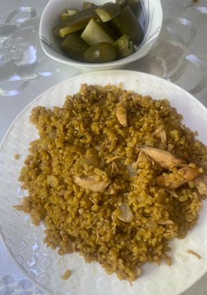 صورة لوصفة طبق البرغل الخشن ببقايا الدجاج
