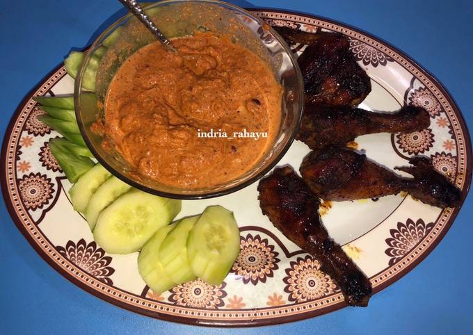 Ayam bakar teflon sambel pecel