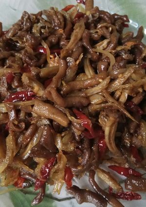 Foto resep Tumis Usus dan Teri Saos Tiram Pedas Manis