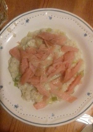 Une photo de Risotto saumon fumé poireaux