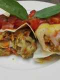 Crepes de albahaca rellenos de verdura