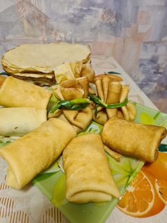 Фото Блинчики с грибами и курицей.