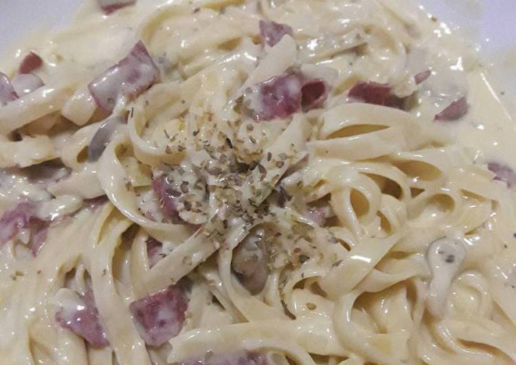 Resep Fettucini Carbonara Anti Gagal