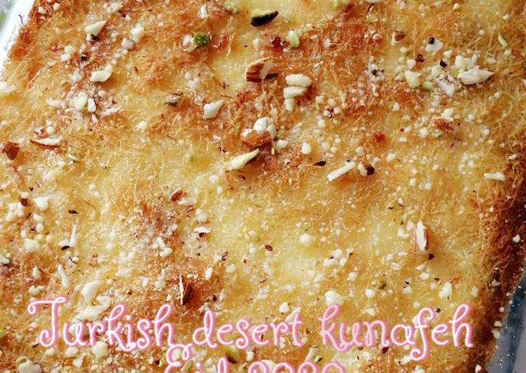 Kunafeh Turkish dessert (middle Eastern sweet pastry cheese)