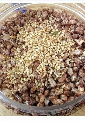 Hình của món Cốm lứt rang tại nhà.