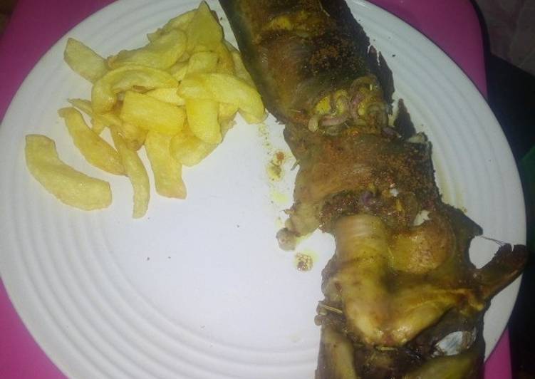 Recipe of Speedy French fries and oven grilled cat fish