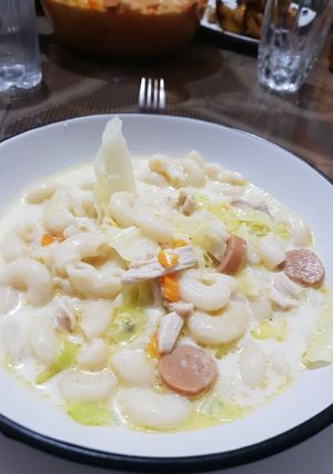 A picture of Chicken Macaroni Soup.