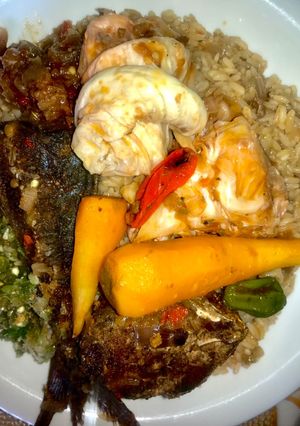 Thiubodene Senegalese Jallof rice ainihin hoton girkin
