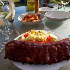 A picture of Ribs and Salad.