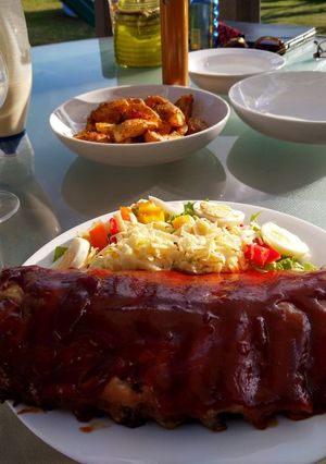 A picture of Ribs and Salad.