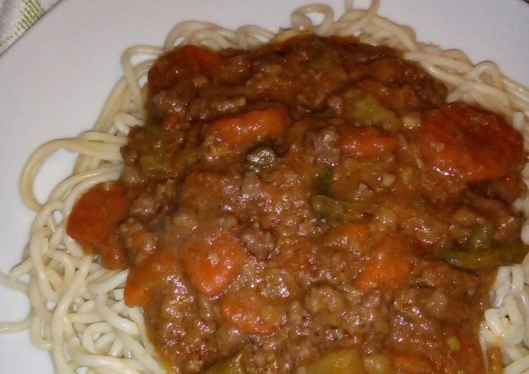 Mince with spaghetti