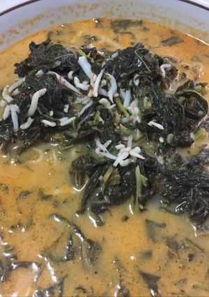 Foto resep Santan Daun Singkong mix Teri Nasi
