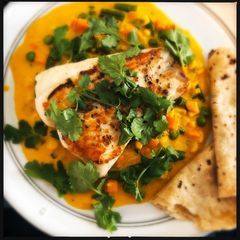 A picture of Grouper Fillets with Ginger and Coconut Curry.