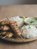 Aromatic Lamb and Vermicelli Skewers with Mint Dipping Sauce