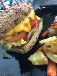 Una foto de Hamburguesa de pollo tikka masala