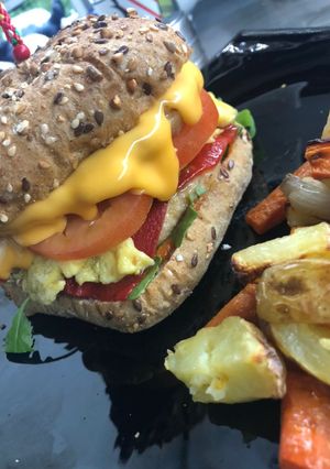 Una foto de Hamburguesa de pollo tikka masala