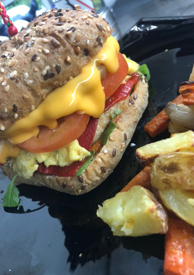 Una foto de Hamburguesa de pollo tikka masala