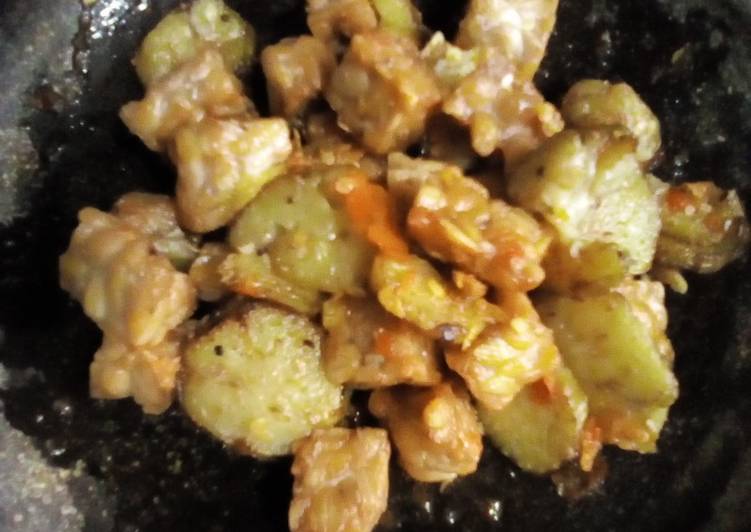 Oseng tempe terong sambal bawang putih