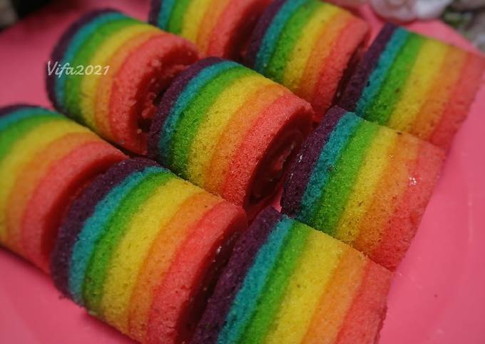 How to Prepare Delicious Bolu Gulung Rainbow Mini