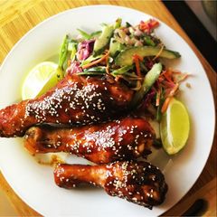 A picture of Honey Soy Chicken Drummies .