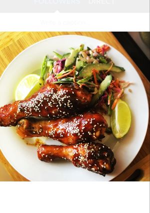A picture of Honey Soy Chicken Drummies .