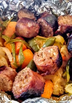 A picture of Sausage and Potato Foil Packs.