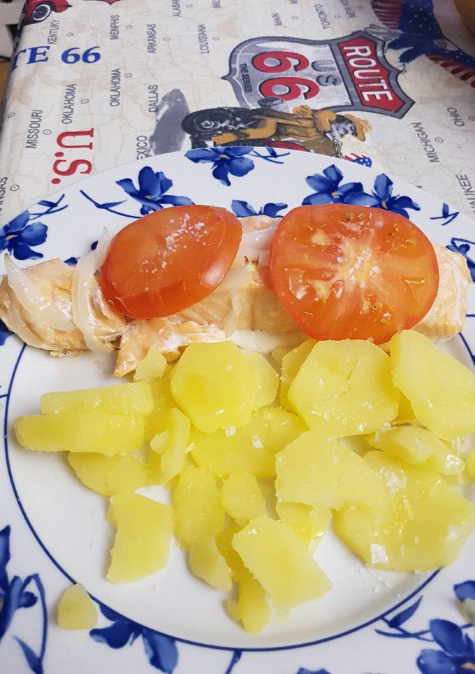 Una foto de Salmón en papillote
