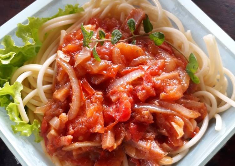 Resep Spageti saus tomat Enak dan Antiribet
