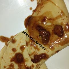 A picture of Crepes with chocolate caramel bananas.