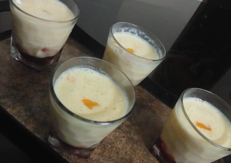 How to Make Super Quick Homemade Mango mastani with strawberry flavour