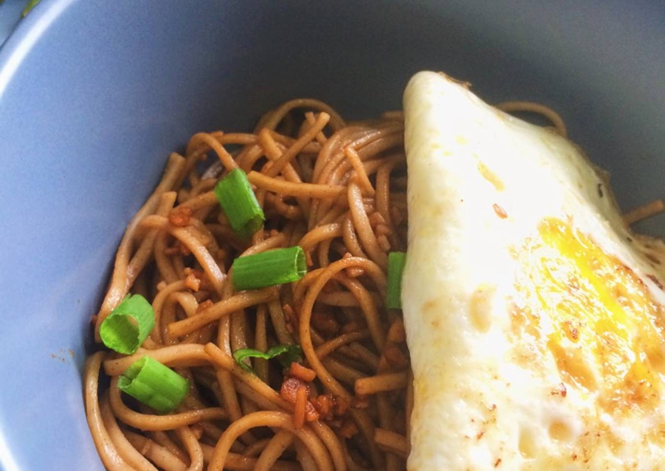 Sesame Garlic Soba Noodles with Fried Egg