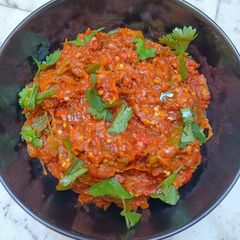 A picture of Bhartha with capsicum 🫑.