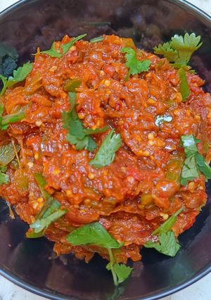 A picture of Bhartha with capsicum 🫑.