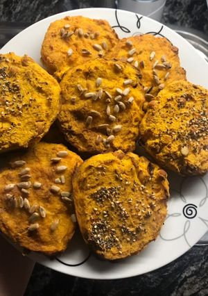 Una foto de Hamburguesas veggie de garbanzo y calabaza. Aptas para celiacos