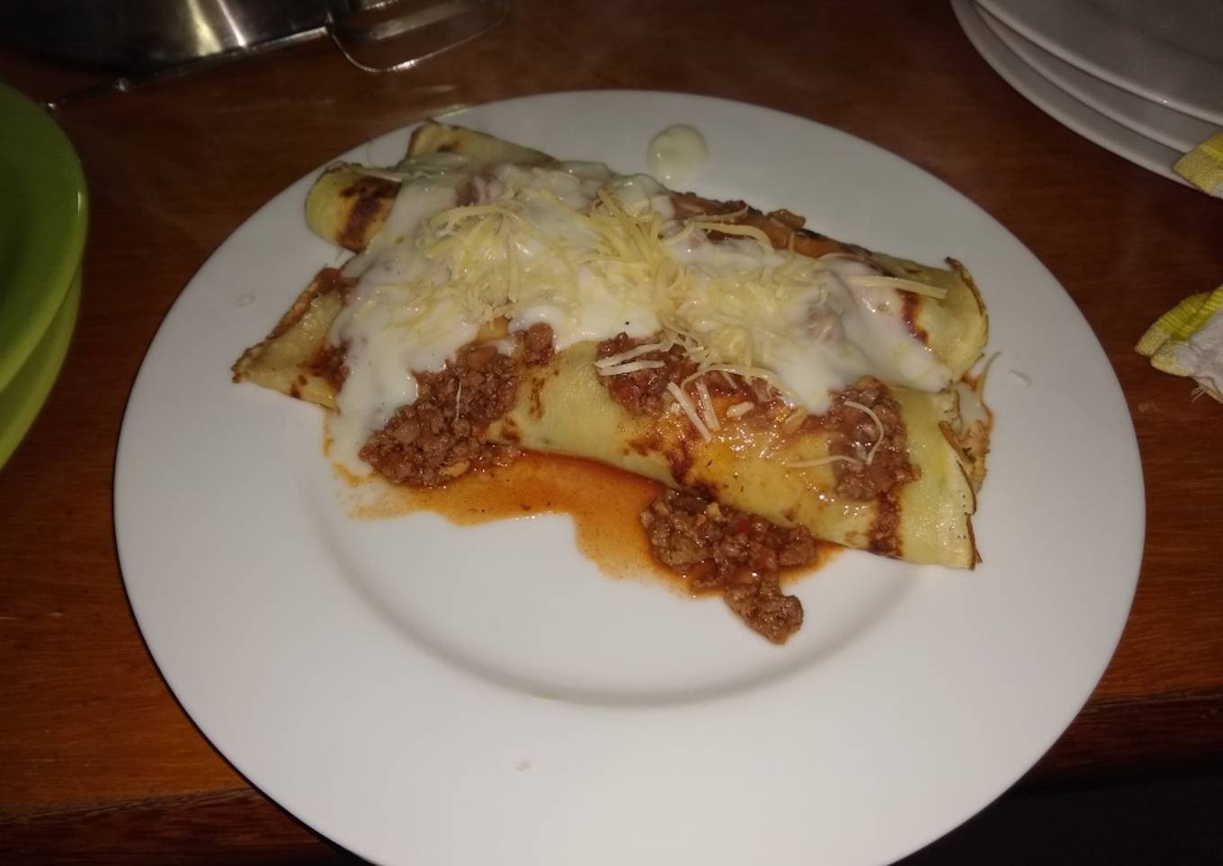 Canelones de acelga y carne molida