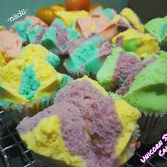 A picture of Bolu Kukus Unicorn 🦄 (Unicorn steamed Cake).