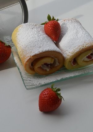 Une photo de Roulé mascarpone-fraises