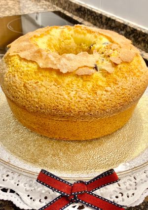 A picture of Orange Cake with Chocolate Chips.