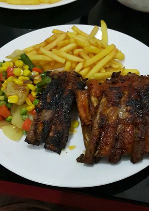 A picture of Famous Baby Back Ribs Fall Off from Bones ala Tony Roma's Style.