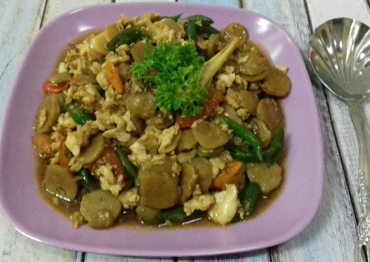 Oseng putih telur baso pedas