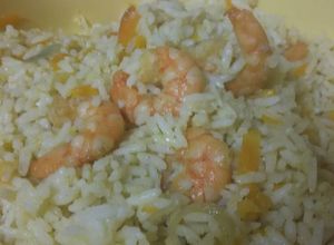 Una foto de Arroz con langostinos